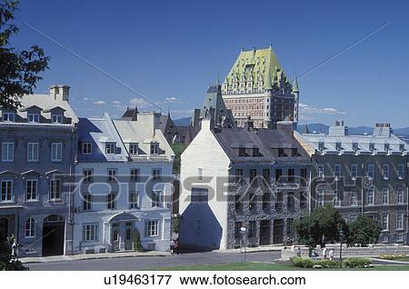 Stock Photo -  Quebec City, Canada, Quebec, View of Chateau Frontenac in Vieux Quebec (Old Quebec) from the Citadel.. Fotosearch
