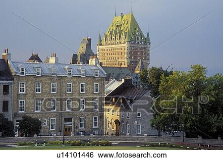 Stock Photograph -  Quebec City, Canada, Quebec, View of Chateau Frontenac in Vieux Quebec (Old Quebec) from the Citadel.. Fotosearch