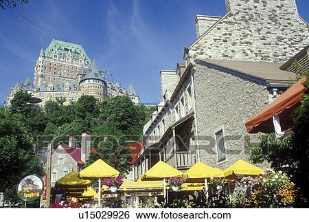 Quebec City, Canada, Quebec, View of Chateau Frontenac from Place Royale in Vieux Quebec (Old Quebec). View Large Photo Image Stock Photograph - Quebec City, Canada, Quebec, View of Chateau Frontenac from Place Royale in Vieux Quebec (Old Quebec).. Fotosearch