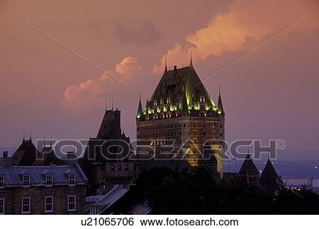 Quebec City, Canada, Quebec, View of Chateau Frontenac in Vieux Quebec (Old Quebec) in the evening from the Citadel. View Large Photo Image Stock Photograph - Quebec City, Canada, Quebec, View of Chateau Frontenac in Vieux Quebec (Old Quebec) in the evening from the Citadel.. Fotosearch