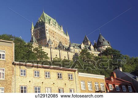 Quebec City, Canada, Quebec, View of Chateau Frontenac from Place Royale in Vieux Quebec (Old Quebec). View Large Photo Image Stock Photography - Quebec City, Canada, Quebec, View of Chateau Frontenac from Place Royale in Vieux Quebec (Old Quebec).. Fotosearch