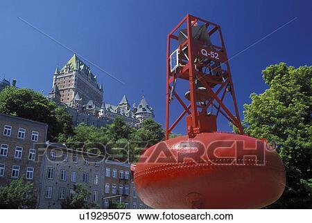 Stock Photography -  Quebec City, Canada, Quebec, View of Chateau Frontenac from Place Royale in Vieux Quebec (Old Quebec).. Fotosearch