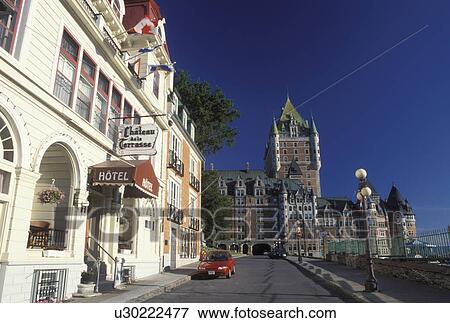 Stock Photo -  Quebec City, Quebec, Canada, Chateau Frontenac and Chateau de la Terrace in Vieux Quebec (Old Quebec).. Fotosearch