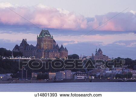Quebec City, Quebec, Canada, Scenic view of Old Quebec (Vieux Quebec) and the Chateau Frontenac along the St. Lawrence River (Fleuve Saint-Laurent) from Levis. View Large Photo Image Stock Image - Quebec City, Quebec, Canada, Scenic view of Old Quebec (Vieux Quebec) and the Chateau Frontenac along the St. Lawrence River (Fleuve Saint-Laurent) from Levis.. Fotosearch
