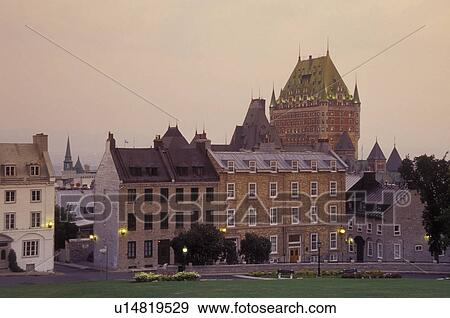Stock Photo -  Quebec City, Quebec, Canada, View of Chateau Frontenac in Vieux Quebec (Old Quebec) from the Citadel.. Fotosearch