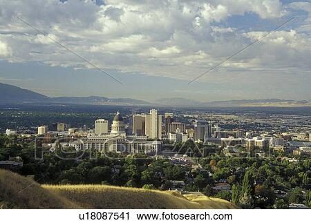Salt Lake City, UT, Utah, Aerial view of downtown skyline of Salt Lake City. View Large Photo Image Stock Image - Salt Lake City, UT, Utah, Aerial view of downtown skyline of Salt Lake City.. Fotosearch