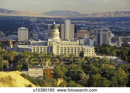 Salt Lake City, UT, Utah, Aerial view of downtown skyline of Salt Lake City. View Large Photo Image Stock Photography - Salt Lake City, UT, Utah, Aerial view of downtown skyline of Salt Lake City.. Fotosearch