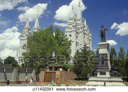 Salt Lake City, UT, Utah, Temple Square, Mormon Temple, Brigham Young Statue View Large Photo Image Stock Image - Salt Lake City, UT, Utah, Temple Square, Mormon Temple, Brigham Young Statue. Fotosearch