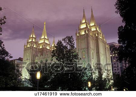 Salt Lake City, UT, Utah, Temple Square, Mormon Temple, Salt Lake Temple, evening View Large Photo Image Stock Photo - Salt Lake City, UT, Utah, Temple Square, Mormon Temple, Salt Lake Temple, evening. Fotosearch