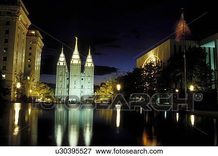 Salt Lake City, UT, Utah, Temple Square, Mormon Temple, Salt Lake Temple, evening View Large Photo Image Stock Photo - Salt Lake City, UT, Utah, Temple Square, Mormon Temple, Salt Lake Temple, evening. Fotosearch