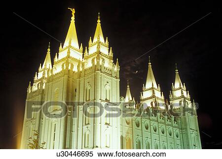 Salt Lake City, UT, Utah, Temple Square, Mormon Temple, Salt Lake Temple, evening View Large Photo Image Stock Photography - Salt Lake City, UT, Utah, Temple Square, Mormon Temple, Salt Lake Temple, evening. Fotosearch