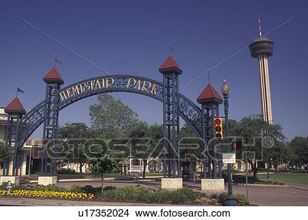 Picture -  San Antonio, TX, Texas, Hemisfair Park, site of the San Antonio World's Fair, Tower of the Americas. Fotosearch