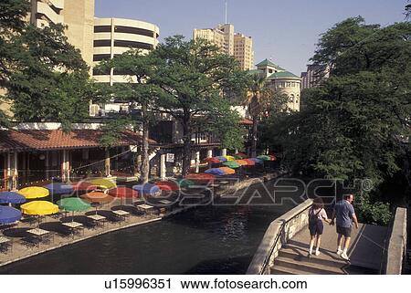 Stock Image -  San Antonio, TX, Texas, Paseo Del Rio, The Riverwalk. Fotosearch