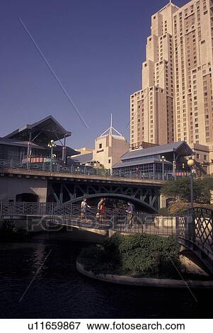 Stock Photo -  San Antonio, TX, Texas, Paseo Del Rio, River Center. Fotosearch