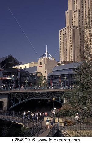 Stock Photograph -  San Antonio, TX, Texas, Paseo Del Rio, River Center. Fotosearch