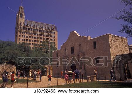 Stock Image -  San Antonio, TX, Texas, The Alamo, Mission San Antonio de Valero, Emily Morgan Ramada Hotel. Fotosearch