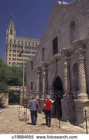 Stock Photography -  San Antonio, TX, Texas, The Alamo, Mission San Antonio de Valero, Emily Morgan Ramada Hotel. Fotosearch