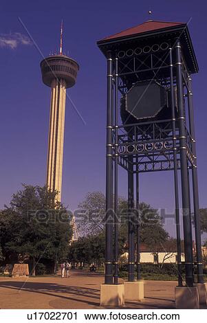 Stock Image -  San Antonio, TX, Texas, Tower of the Americas, Hemisfair Park, site of the San Antonio World's Fair. Fotosearch