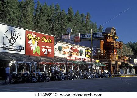 Stock Image -  SD, South Dakota, Keystone, Black Hills, Gold Mining Town, Sturgis Bike Week. Fotosearch