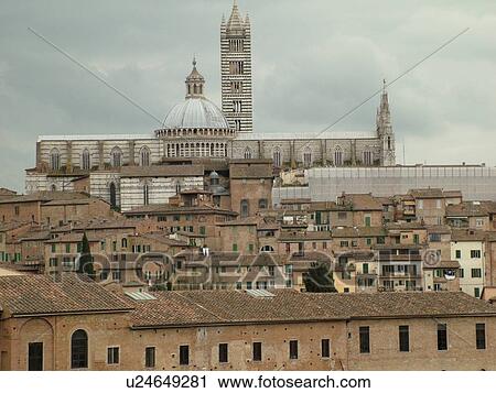 Stock Image -  Siena, Tuscany, Italy, Toscana, Europe, Scenic view of the city of Siena.. Fotosearch