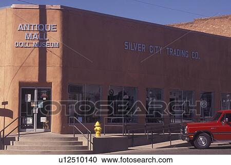 Stock Image -  Silver City, NM, New Mexico, downtown, Antique Mall, Doll Museum, Trading Company. Fotosearch