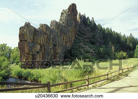 Stock Image -  Stonewall, CO, Colorado, Natural Stone Wall. Fotosearch