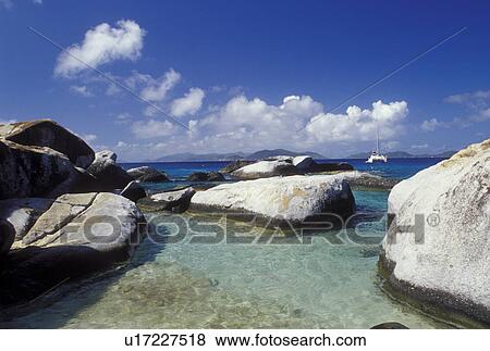 Stock Photo -  The Baths, Virgin Gorda, Devils Bay National Park, BVI, British Virgin Islands, Caribbean, Scenic view of the rocky coastline of Devils Bay Nat'l Park at The Baths on Virgin Gorda on the Caribbean Sea.. Fotosearch
