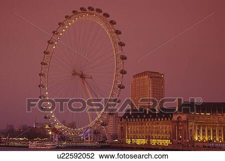 The London Eye, London, England, Great Britain, United Kingdom, Europe, British Airways London Eye along the River Thames in the evening. View Large Photo Image Stock Image - The London Eye, London, England, Great Britain, United Kingdom, Europe, British Airways London Eye along the River Thames in the evening. . Fotosearch