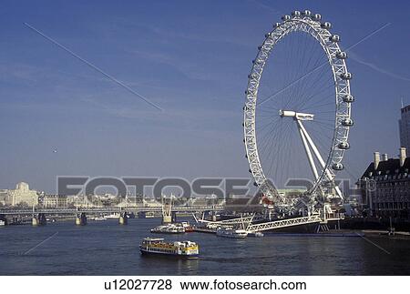 Stock Photo -  The London Eye, London, England, Great Britain, United Kingdom, Europe, British Airways London Eye along the River Thames. . Fotosearch
