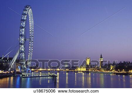 The London Eye, London, England, Great Britain, United Kingdom, Europe, British Airways London Eye in the evening. View Large Photo Image Stock Photograph - The London Eye, London, England, Great Britain, United Kingdom, Europe, British Airways London Eye in the evening. . Fotosearch