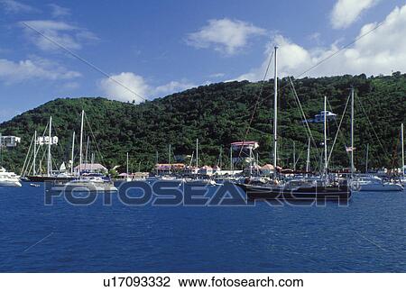 Stock Image -  Tortola, West End, Sopers Hole, British Virgin Islands, Caribbean, BVI, Sopers Hole Marina at Frenchman's Cay on the island of Tortola.. Fotosearch