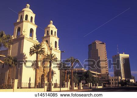 Tucson, AZ, Arizona, downtown, St. Augustine Cathedral View Large Photo Image Stock Photography - Tucson, AZ, Arizona, downtown, St. Augustine Cathedral. Fotosearch