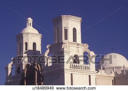 Tucson, AZ, Arizona, Mission San Xavier del Bac View Large Photo Image Stock Photo - Tucson, AZ, Arizona, Mission San Xavier del Bac. Fotosearch