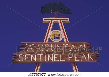 Tucson, AZ, Arizona, Sentinel Peak Park, A Mountain, wooden sign View Large Photo Image Stock Photo - Tucson, AZ, Arizona, Sentinel Peak Park, A Mountain, wooden sign. Fotosearch