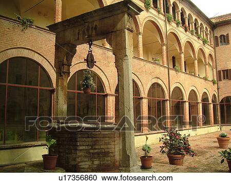 Stock Image -  Tuscany, Italy, Buonconvento, Monte Oliveto Maggiore, Toscana, Europe, Abbazia di Monte Oliveto Maggiore.. Fotosearch