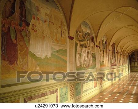 Tuscany, Italy, Buonconvento, Monte Oliveto Maggiore, Toscana, Europe, Frescoes inside the arcade of the Abbazia di Monte Oliveto Maggiore. View Large Photo Image Stock Image - Tuscany, Italy, Buonconvento, Monte Oliveto Maggiore, Toscana, Europe, Frescoes inside the arcade of the Abbazia di Monte Oliveto Maggiore.. Fotosearch