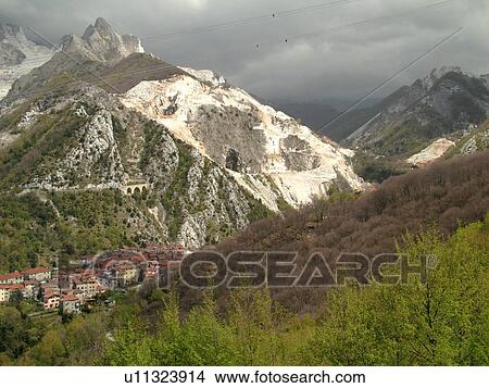 Tuscany, Italy, Carrara, Toscana, Europe, Marble quarries on the mountainside of town of Carrara, the capital of white marble. View Large Photo Image Picture - Tuscany, Italy, Carrara, Toscana, Europe, Marble quarries on the mountainside of town of Carrara, the capital of white marble.. Fotosearch