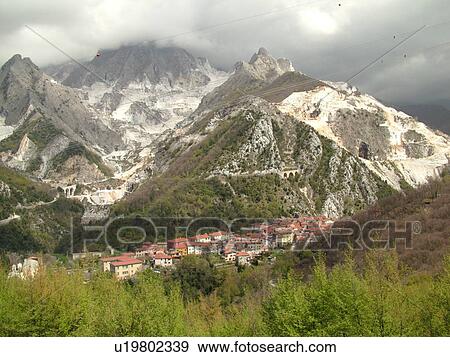 Tuscany, Italy, Carrara, Toscana, Europe, Marble quarries on the mountainside of town of Carrara, the capital of white marble. View Large Photo Image Stock Photo - Tuscany, Italy, Carrara, Toscana, Europe, Marble quarries on the mountainside of town of Carrara, the capital of white marble.. Fotosearch