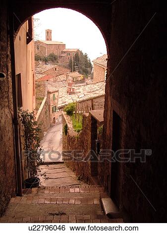 Tuscany, Italy, Montalcino, Toscana, Europe, Narrow archway in Montalcino in Tuscany. View Large Photo Image Stock Photograph - Tuscany, Italy, Montalcino, Toscana, Europe, Narrow archway in Montalcino in Tuscany.. Fotosearch