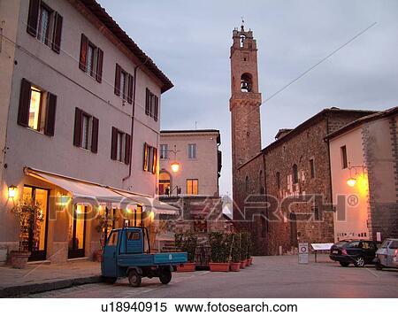 Tuscany, Italy, Montalcino, Toscana, Europe, Piazza del Popolo in the evening in the hilltop town of Montalcino in Tuscany. View Large Photo Image Stock Photography - Tuscany, Italy, Montalcino, Toscana, Europe, Piazza del Popolo in the evening in the hilltop town of Montalcino in Tuscany.. Fotosearch