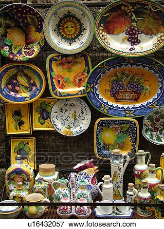 Tuscany, Italy, San Gimignano, Toscana, Europe, Ceramic pottery displayed at a local store in the medieval town of San Gimignano. View Large Photo Image Stock Photo - Tuscany, Italy, San Gimignano, Toscana, Europe, Ceramic pottery displayed at a local store in the medieval town of San Gimignano.. Fotosearch