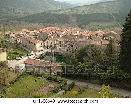 Stock Photo -  Tuscany, Italy, Santa Fiora, Toscana, Europe, View of the medieval village of Santa Fiora in Tuscany.. Fotosearch