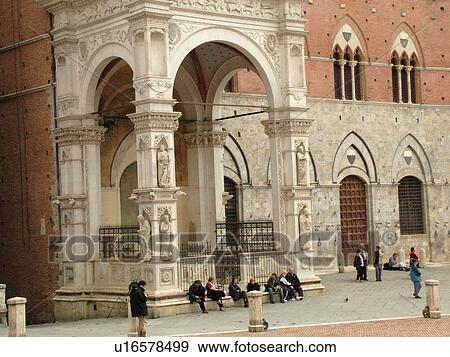 Stock Photo -  Tuscany, Italy, Siena, Toscana, Europe, Piazza del Campo in the city of Siena.. Fotosearch