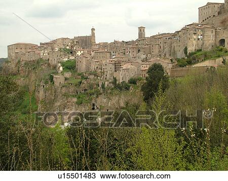 Tuscany, Italy, Sorano, Toscana, Europe, View of the medieval walled city of Sorano in Tuscany. View Large Photo Image Stock Image -  Tuscany, Italy, Sorano, Toscana, Europe, View of the medieval walled city of Sorano in Tuscany.. Fotosearch