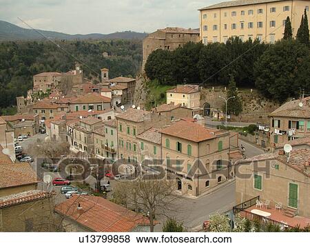 Tuscany, Italy, Sorano, Toscana, Europe, View of the medieval walled city of Sorano in Tuscany. View Large Photo Image Stock Photo - Tuscany, Italy, Sorano, Toscana, Europe, View of the medieval walled city of Sorano in Tuscany.. Fotosearch