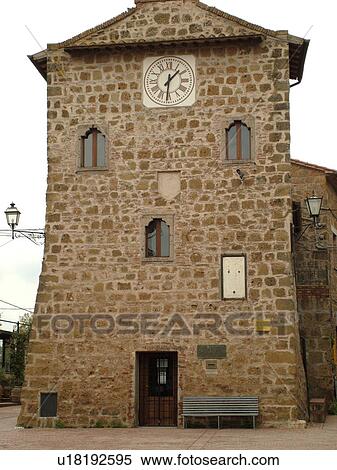 Tuscany, Italy, Sovana, Toscana, Europe, Old clock tower in the medieval town of Sovana. View Large Photo Image Stock Photography - Tuscany, Italy, Sovana, Toscana, Europe, Old clock tower in the medieval town of Sovana.. Fotosearch