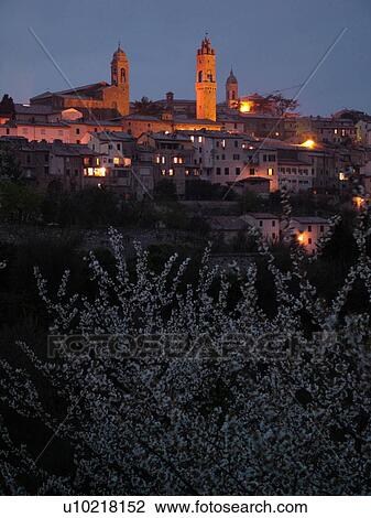 Tuscany, Montalcino, Toscana, Italy, Europe, View of the medieval hilltown of Montalcino in Tuscany in the evening. View Large Photo Image Stock Image - Tuscany, Montalcino, Toscana, Italy, Europe, View of the medieval hilltown of Montalcino in Tuscany in the evening.. Fotosearch