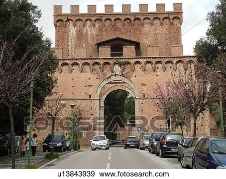 Tuscany, Siena, Toscana, Italy, Europe, Porta Romana, Siena Gate, the entrance to the city of Siena. View Large Photo Image Stock Photo - Tuscany, Siena, Toscana, Italy, Europe, Porta Romana, Siena Gate, the entrance to the city of Siena.. Fotosearch