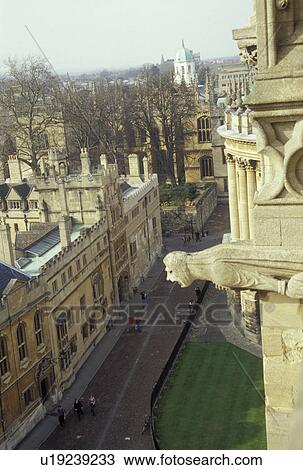 Stock Image -  University of Oxford, Oxford, England, Great Britain, United Kingdom, Europe, View of Radcliffe Camera and Lincoln College from St. Mary the Virgin in Oxford, Britain's oldest university town.. Fotosearch