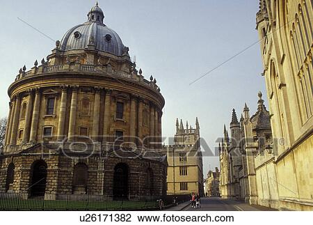 Stock Image -  University of Oxford, Oxford, England, Great Britain, United Kingdom, Europe, Radcliffe Camera along Cattle Street in Oxford, Britain's oldest university town.. Fotosearch